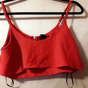 Red flare crop top